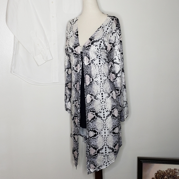 LARGE LEFT NWT Snake Skin Cardigan Open Long - Picture 8 of 14
